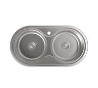 Cata Fregadero de cocina R-2 AG, 2 cubetas redondas, Mueble de 90 cm, Profundidad de 18 cm, Incluye accesorios, Acero Inoxidable