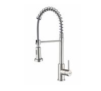 CATA Grifo De Cocina XPB/A Caño Monomando Alto Giratorio 360º Acero Inoxidable Pescadera Aireador Función Ducha Anticalcáreo Cartucho Cerámico Apertura En Frío Reductor Caudal 5L Acabado Inox