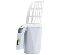 Catada de Arena para Gatos con Soporte y Recipiente de Bolsas, 3 en 1 Caja de Arena para Gatos 11.8x6.7 Pulgadas de Gran Capacidad para Accesorios para Exteriores, Gris |.Portavasos