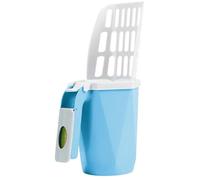 Catada de Arena para Gatos con Soporte y Recipiente de Bolsas, 3 en 1 cajón de Arena de Gato 11.8x6.7 Pulgadas de Gran Capacidad para Accesorios para Exteriores, Azul