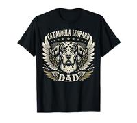 Catahoula Leopard Dad Biker Alas de Metal Cool Dog Dad Retro Camiseta