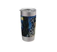 Catahoula Leopard Dog Van Gogh Noche estrellada Vaso térmico de acero inoxidable de doble pared