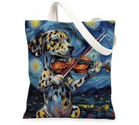 Catahoulas - Bolsa de lona con diseño de leopardo para compras, 13 x 15 pulgadas, diseño de estrellas, violín nocturno, reutilizable, bolsa de hombro para mujer, decoración de regalo