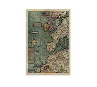 Catalan Atlas 1375 Western Europe Old World Map Poster Póster Pintura Decorativa Lienzo Arte de Pared Salón Póster Dormitorio Pintura, Arte de Pared Impresión de Imagen Imagen Moderna Decoración de