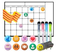 Catalan - toot Calendari Magnètic per a Nevera A3 (42x30) Planificador Mensual i Setmanal amb 4 Retoladors, Esborrador, Emoji i 8 Imants Temàtics | Pissarra Organitzadora de Cuina