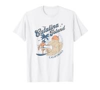 Catalina Island California Surf Retro Vintage Surfer Verano Camiseta