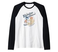 Catalina Island California Surf Retro Vintage Surfer Verano Camiseta Manga Raglan