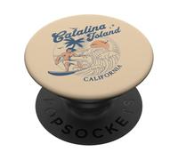 Catalina Island California Surf Retro Vintage Surfer Verano PopSockets PopGrip Adhesivo