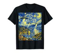 Catalina Island UFO Noche Estrellada Estilo Paranormal Art Design Camiseta