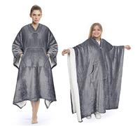Catalonia Classy Poncho de manta portátil para adultos, mujeres, hombres, manta, con bolsa, cálido, suave, cómodo, cómodo, sin mangas, vainilla