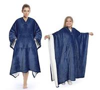 Catalonia Classy Poncho de manta portátil para adultos, mujeres, hombres, manta, con bolsa, cálido, suave, cómodo, cómodo, sin mangas, vainilla