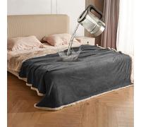 Catalonia Manta Impermeable, Colcha, Cama, sofá, Manta de Peluche, Funda Protectora para sofá, Manta de Vida Repelente al Agua, Manta de Forro Polar Sherpa para Cama, sofá, Gris/Topo 203 x 152 cm