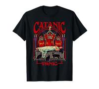Catanic Panic Satanic Cat Retro Vintage Funny Adult Humor Camiseta