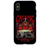 Catanic Panic Satanic Cat Retro Vintage Funny Adult Humor Carcasa para iPhone X/XS