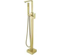 CATANK Bath Tap Floorstanding Brushed Gold with 360 Rotatable Single Handle Hot and Cold Brass Freestanding Bath Taps Floor Mounted