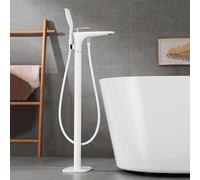 CATANK Bathroom Mixer Tap for Free Standing Bath Hot and Cold 360° Rotation Freestanding Taps for Bath with Hand Shower,White