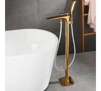 CATANK Bathroom Mixer Tap for Free Standing Bath Hot and Cold 360° Rotation Freestanding Taps for Bath with Hand Shower,Gold