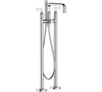CATANK Free Standing Bath Taps with Shower Mixer 360° Rotation Double LeverFloor Mounted Bath Tap 2 Mode,Chrome Plated