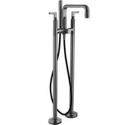 CATANK Free Standing Bath Taps with Shower Mixer 360° Rotation Double LeverFloor Mounted Bath Tap 2 Mode,Grey