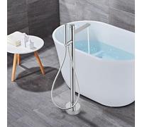 CATANK Freestanding Bath Mixer Tap Single 2 Mode Freestanding Taps for Bath Floor Mounted with 59'' Hand Shower,Chrome