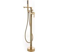 CATANK Freestanding Bath Tap Gold with 360 Rotatable Single Handle Hot and Cold Brass Floor Standing Bath Taps Gold