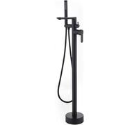 CATANK Freestanding Bath Taps Black with 360 Rotatable Single Handle Hot and Cold Brass Black Floor Standing Bath Tap