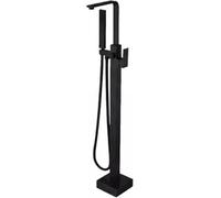 CATANK Freestanding Bath Taps Black with 360 Rotatable Single Handle Hot and Cold Brass Black Floor Standing Bath Tap