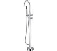 CATANK Freestanding Bath Taps Chrome with 360 Rotatable Hot and Cold Brass Floor Standing Bath Tap and Shower