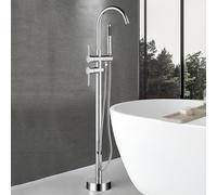 CATANK Freestanding Bath Taps Chrome with 360 Rotatable Hot and Cold Brass Freestanding Bath Tap Mixer Shower Floor Mounted