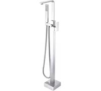 CATANK Freestanding Bath Taps Chrome with 360 Rotatable Single Handle Hot and Cold Brass Chrome Freestanding Bath Tap