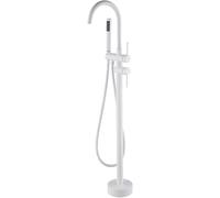 CATANK Freestanding Bath Taps Floor Mounted with 360 Rotatable Hot and Cold Brass Floor Standing Bath Taps White