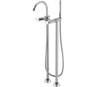 CATANK Freestanding Bath Taps with Shower 360° Rotating Gooseneck Floor Mounted Bath Tap Double Handle,Chrome Plated