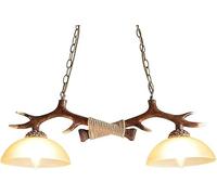 CATANK Lámpara de araña de astas Retro, lámpara de Resina rústica con Acabado de asta de 2 Luces, para Sala de Estar, Comedor, Dormitorio, Bar, cafetería, lámpara de Techo