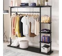 CATANK Perchero con Estante, Soporte de exhibición para Perchas, Perchero de Metal para Ropa, Organizador de Armario Independiente con Estante de 5 Niveles, Soporte de exhibición de Ropa