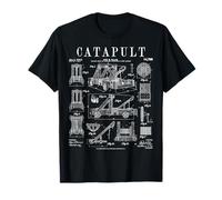 Catapulta Medieval Antiguo Asedio Motor Divertido Vintage Patente Camiseta