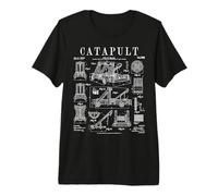 Catapulta Medieval Antiguo Asedio Motor Divertido Vintage Patente Camiseta Premium