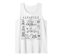 Catapulta Medieval Antiguo Asedio Motor Divertido Vintage Patente Camiseta sin Mangas