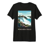 Cataratas del Niágara Nueva York Canadá Cascada Vintage Viajes Camiseta Premium