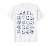 Catas Razas Gráfico Vintage Botánico Cat Lover Feline Guide Camiseta