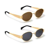 CATASTRBT Gafas de Sol Retro Gafas-Sol Ovaladas Metal Moda Sunglasses Accesorios Gafa de Protección Solar de Verano para Mujer Hombre para Fiesta Vacaciones Viajes Playa Carnaval Uso Aiario (A)