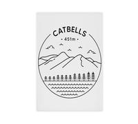 Catbells Derwentwater Cumbria Lake District - Póster en lienzo para decoración de dormitorio, oficina, habitación, regalo, 20 x 30 cm