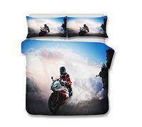 Catch Gold Overseas 3D Vehicle Series Bedding Set Motorcycle Print Bedding Cartoon Duvet Cover Set 3PCS/4PCS for Kids (no Comforter Include) (06, Queen-4PCS)