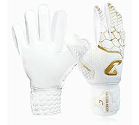 CATCH & KEEP Kralle Junior Pro 3.0 - Guantes Portero Futbol niño - Guantes de Portero niño Profesionales - Falcon Grip Resistentes - Guantes Portero niño, Guantes Futbol niños Portero (5, Oro/Blanco)