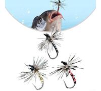 Catch More Fish - 10 señuelos de pesca con mosca seca de imitación Chironomid equipados con tiras reflectantes brillantes para visibilidad (12# plateado)