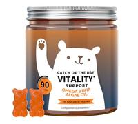 Catch Of The Day Vitality Support - Omega 3 DHA 50mg - Sin Pescado - con Vitamina C y E, Aceite Microalga - Sistema Inmunitario - 90 unidades (3 meses) - Sin Azúcares, Vegano - Bears with Benefits