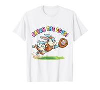 Catch The Eggs Funny Easter Bunny Buceo Catch Baseball Boys Camiseta