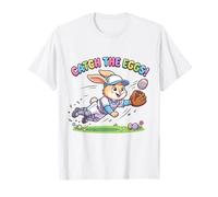 Catch The Eggs Funny Easter Bunny Buceo Catch Baseball Boys Camiseta