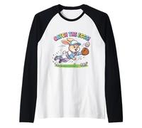 Catch The Eggs Funny Easter Bunny Buceo Catch Baseball Boys Camiseta Manga Raglan