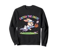 Catch The Eggs Funny Easter Bunny Buceo Catch Baseball Boys Sudadera
