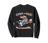 Catch The Eggs Funny Easter Bunny Buceo Catch Baseball Kids Sudadera